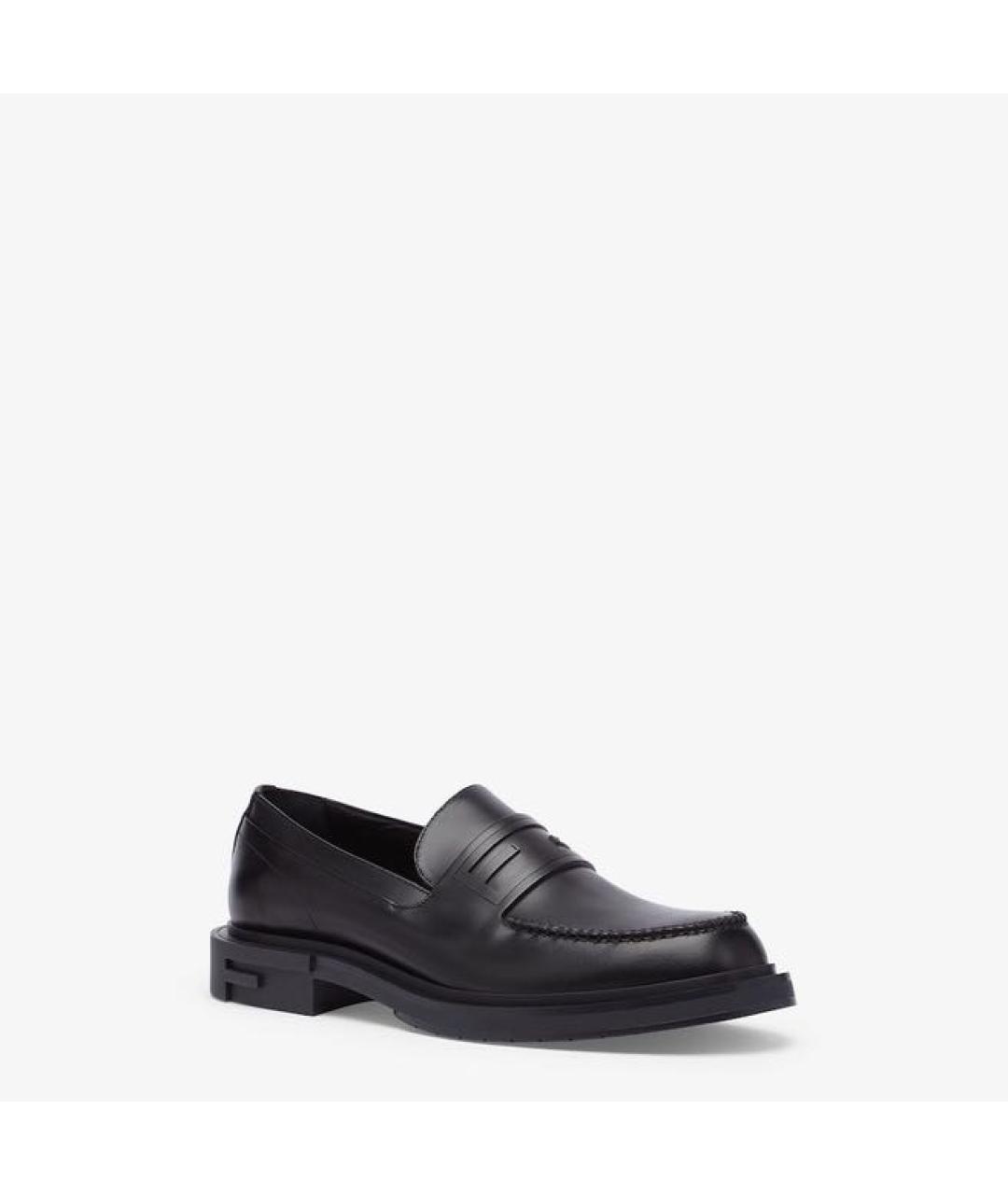 FENDI Черные кожаные лоферы, фото 2