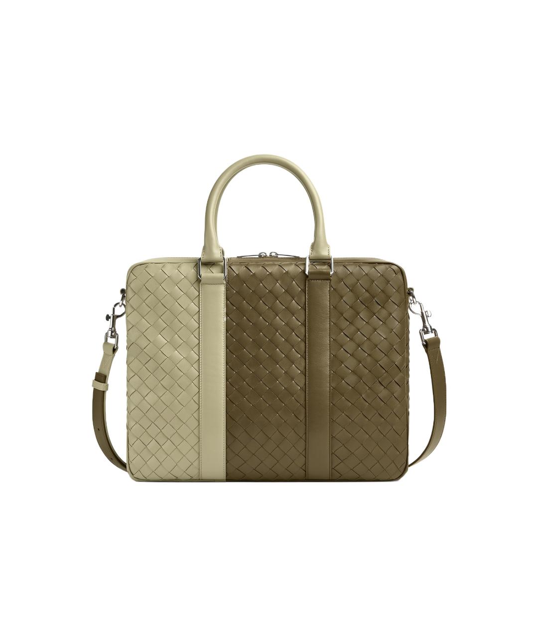 BOTTEGA VENETA Зеленый кожаный портфель, фото 6