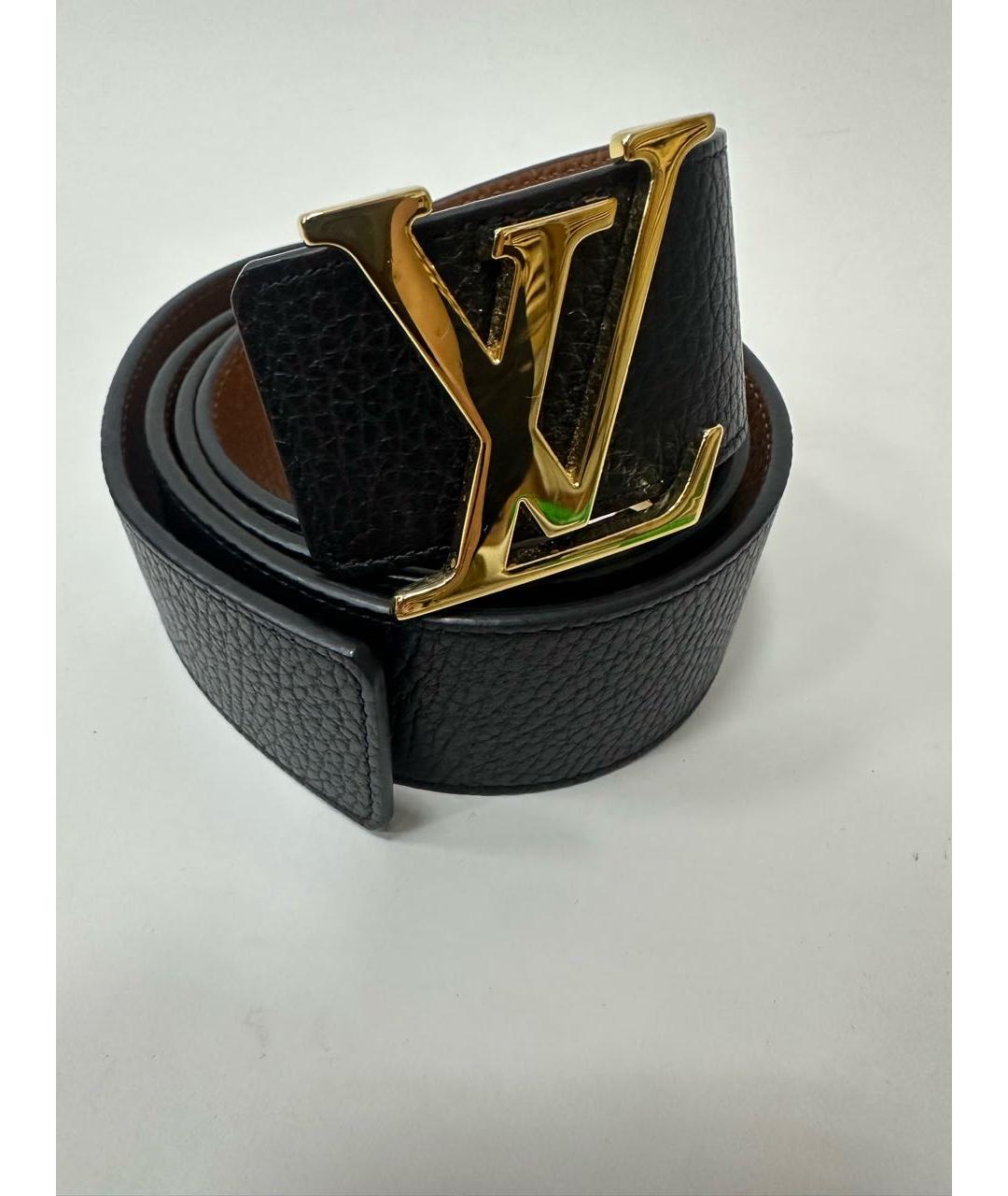 LOUIS VUITTON Черный кожаный ремень, фото 2