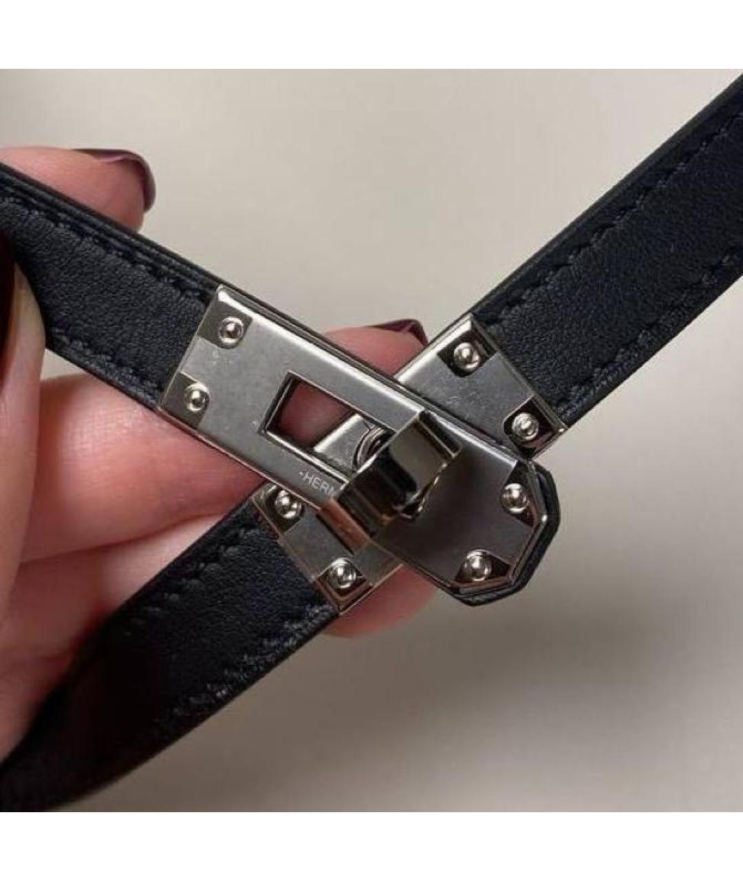 HERMES Черное кожаное колье, фото 4