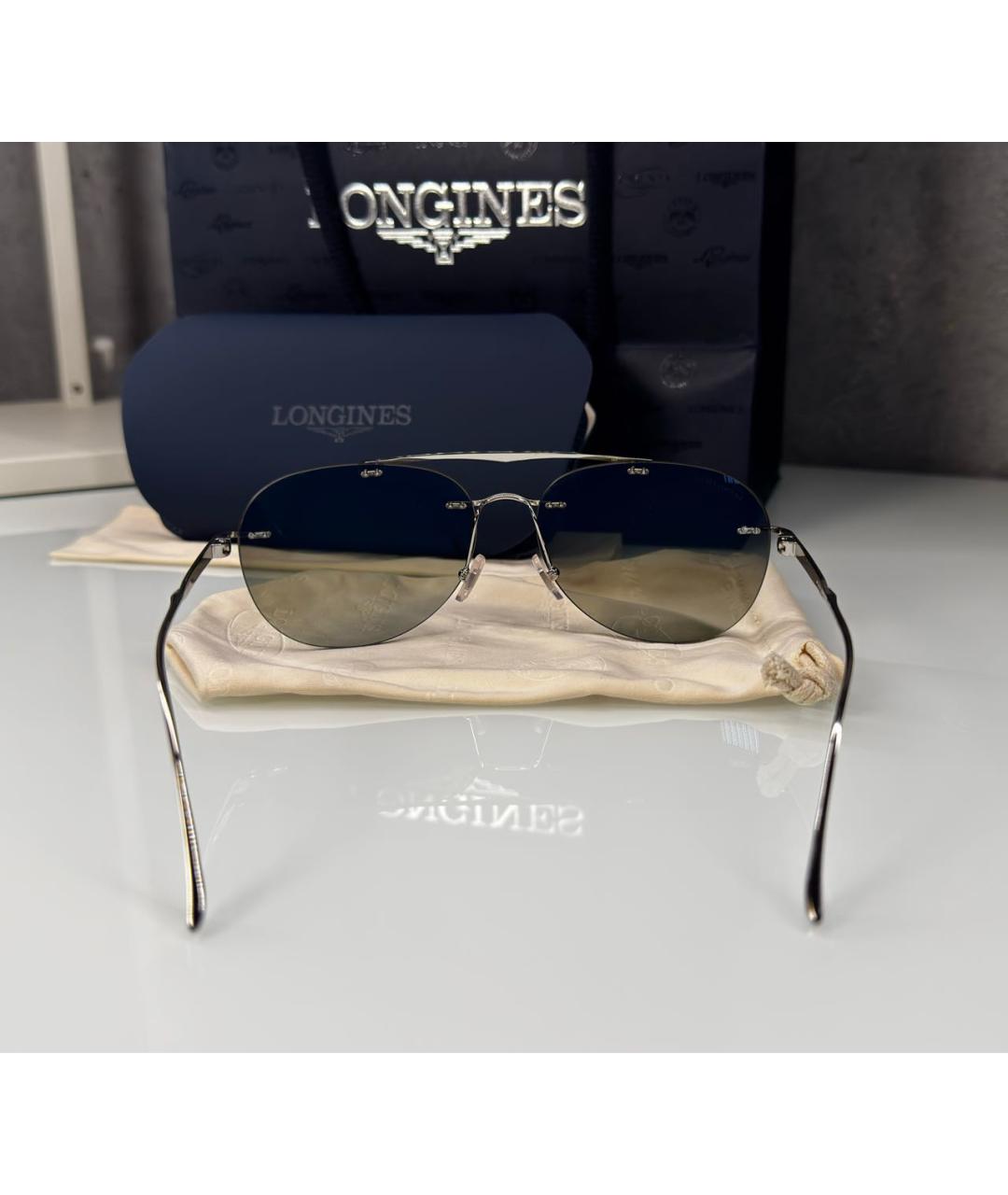 LONGINES Зеленые металлические солнцезащитные очки, фото 3