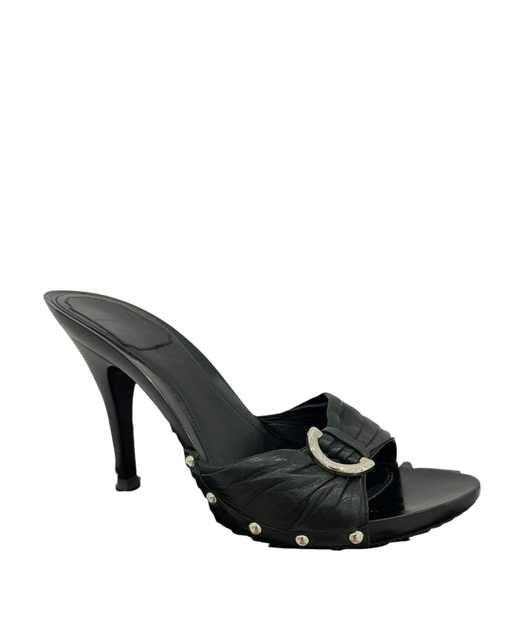 CHRISTIAN DIOR Черные кожаные мюли, фото 1