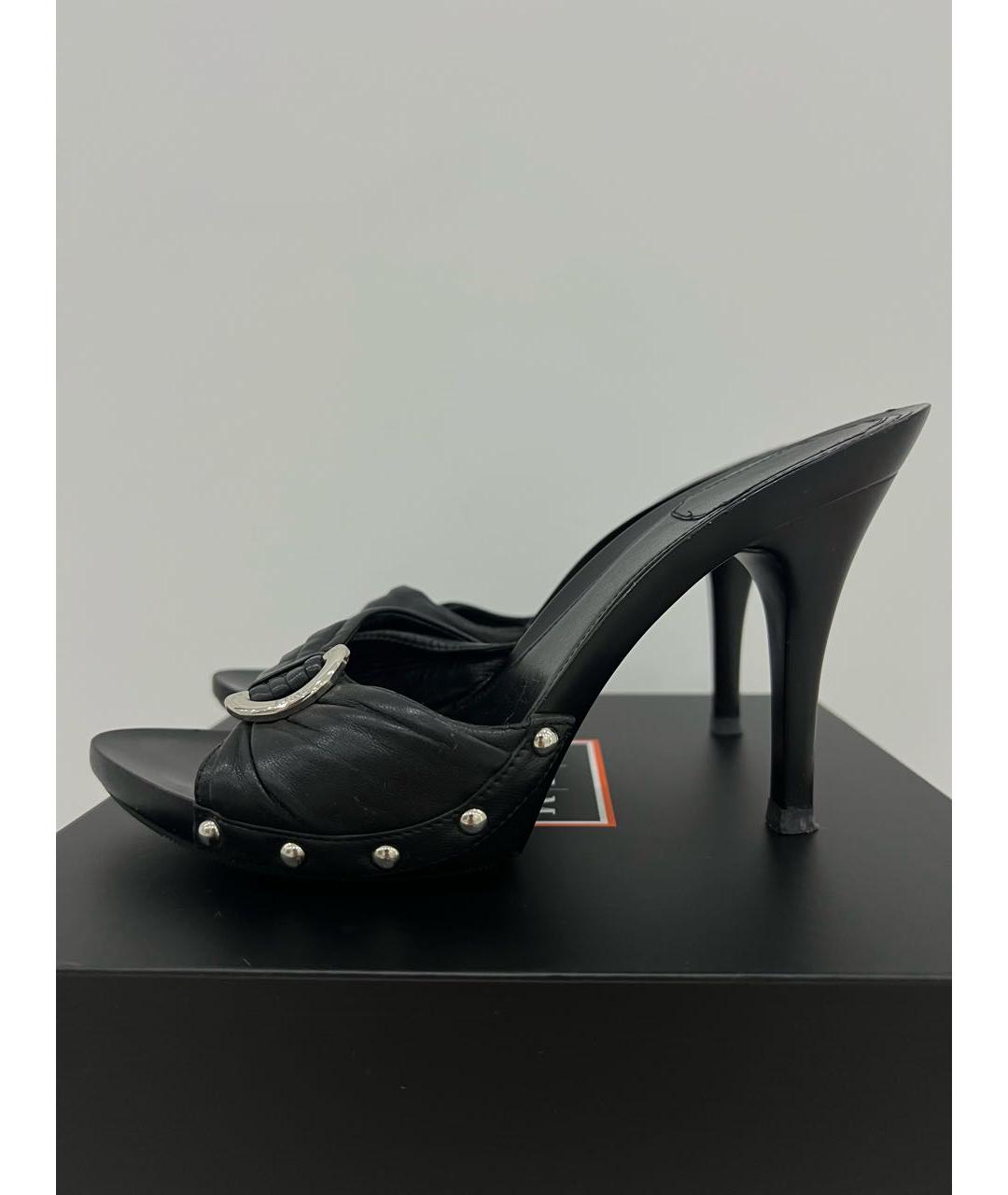 CHRISTIAN DIOR Черные кожаные мюли, фото 4