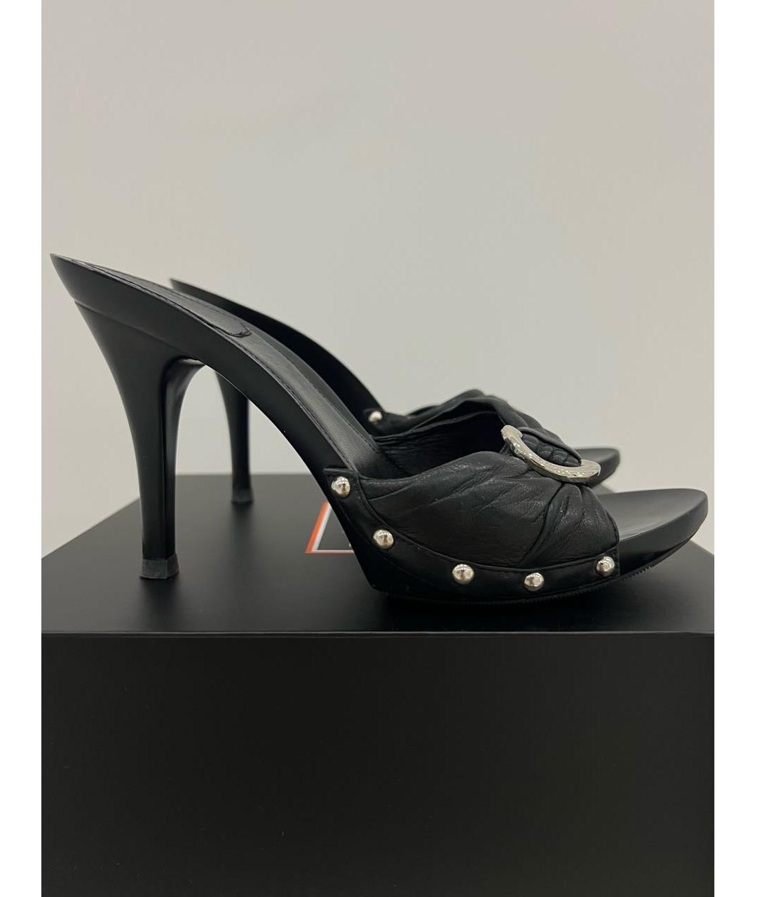 CHRISTIAN DIOR Черные кожаные мюли, фото 2