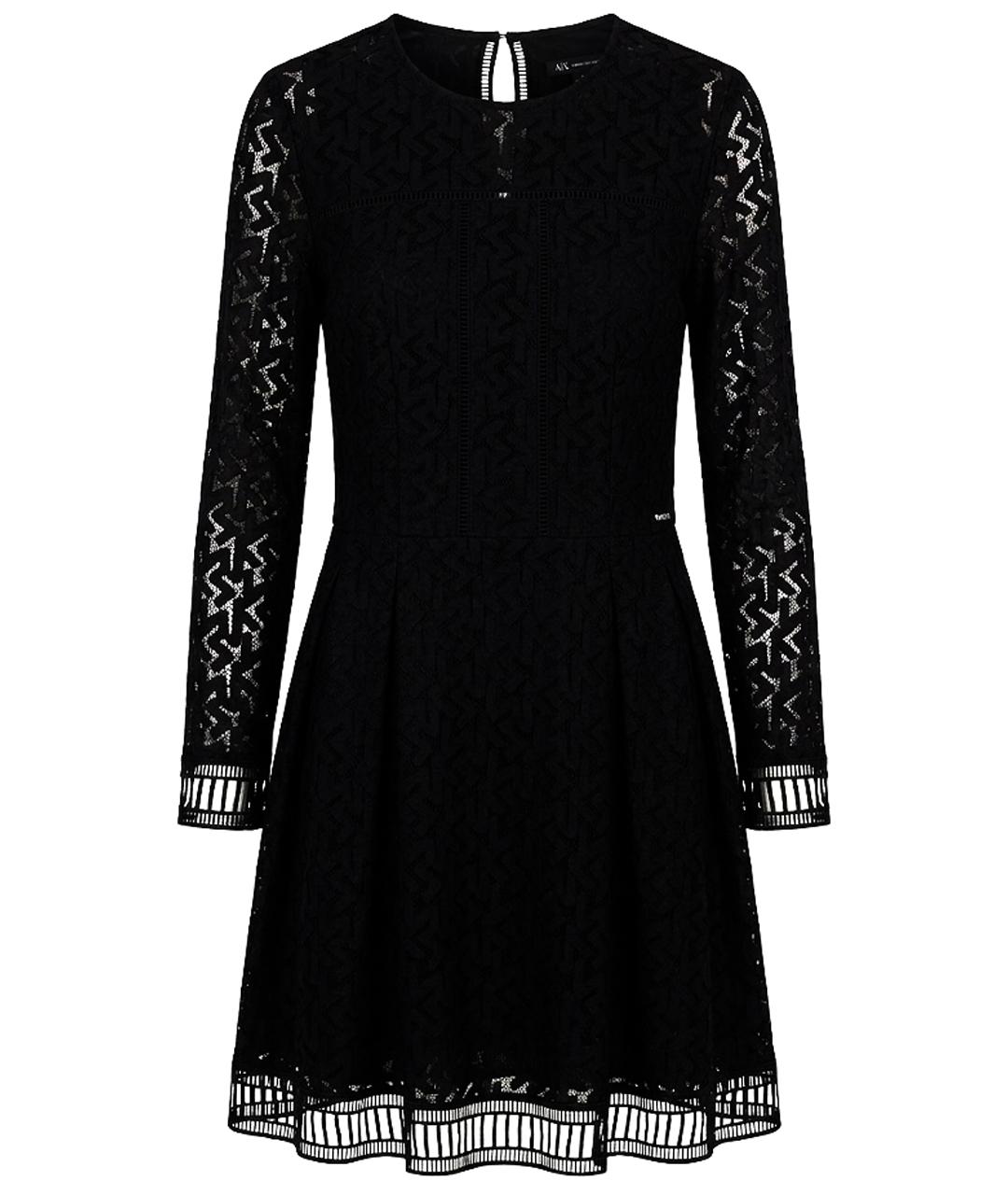 ARMANI EXCHANGE Черное хлопко-эластановое коктейльное платье, фото 1