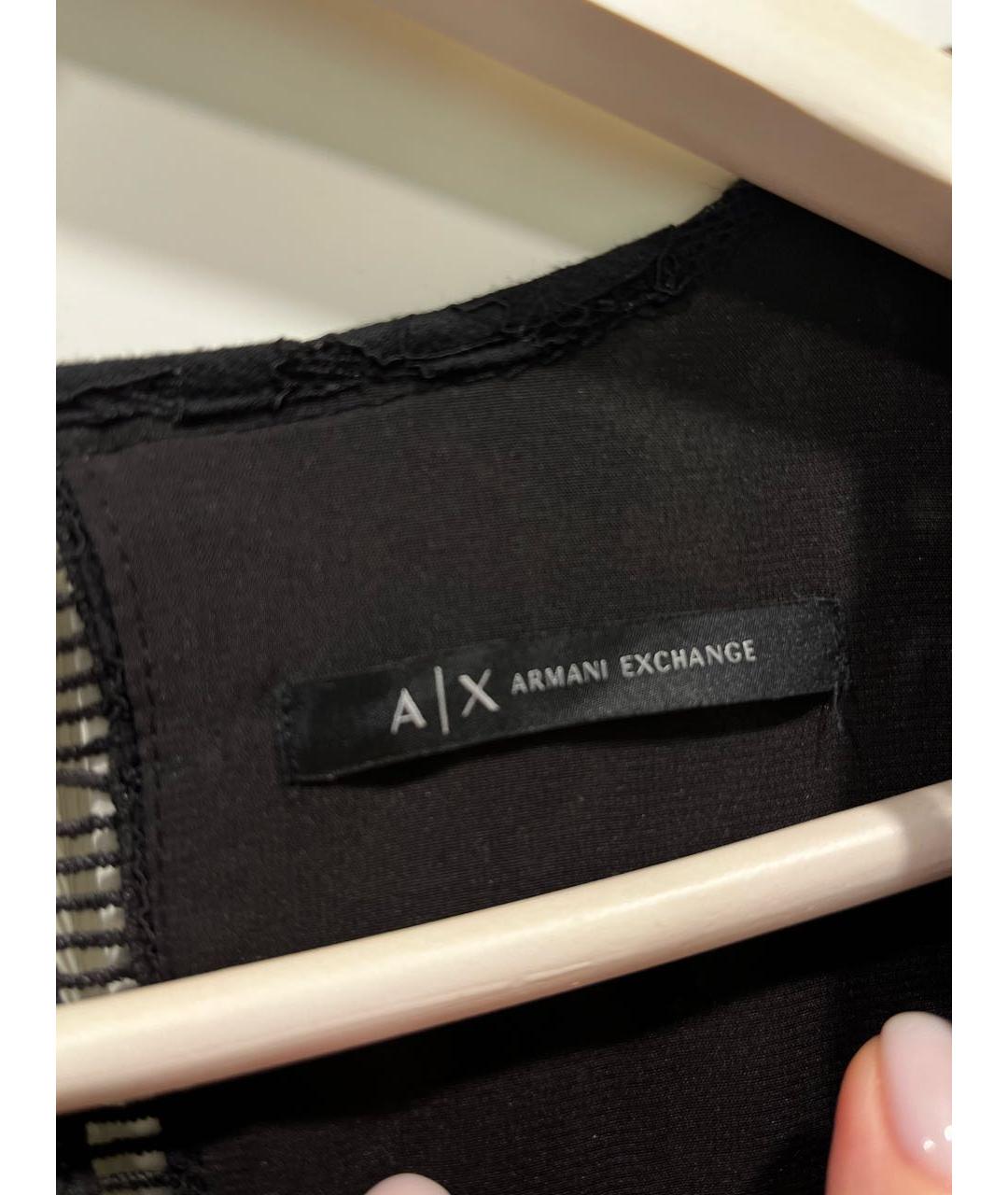 ARMANI EXCHANGE Черное хлопко-эластановое коктейльное платье, фото 3