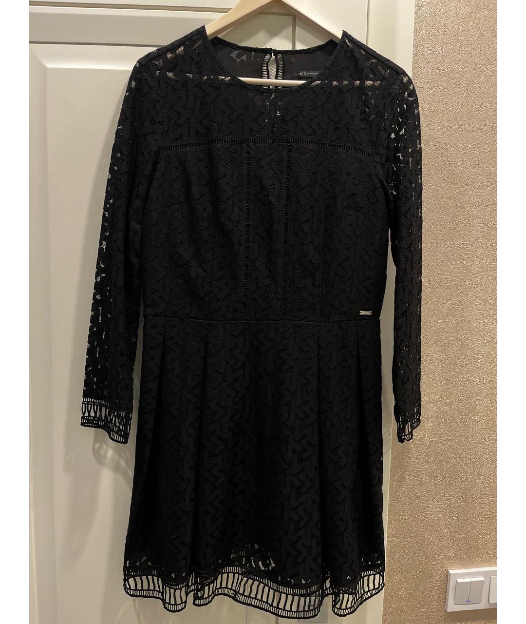 ARMANI EXCHANGE Черное хлопко-эластановое коктейльное платье, фото 9