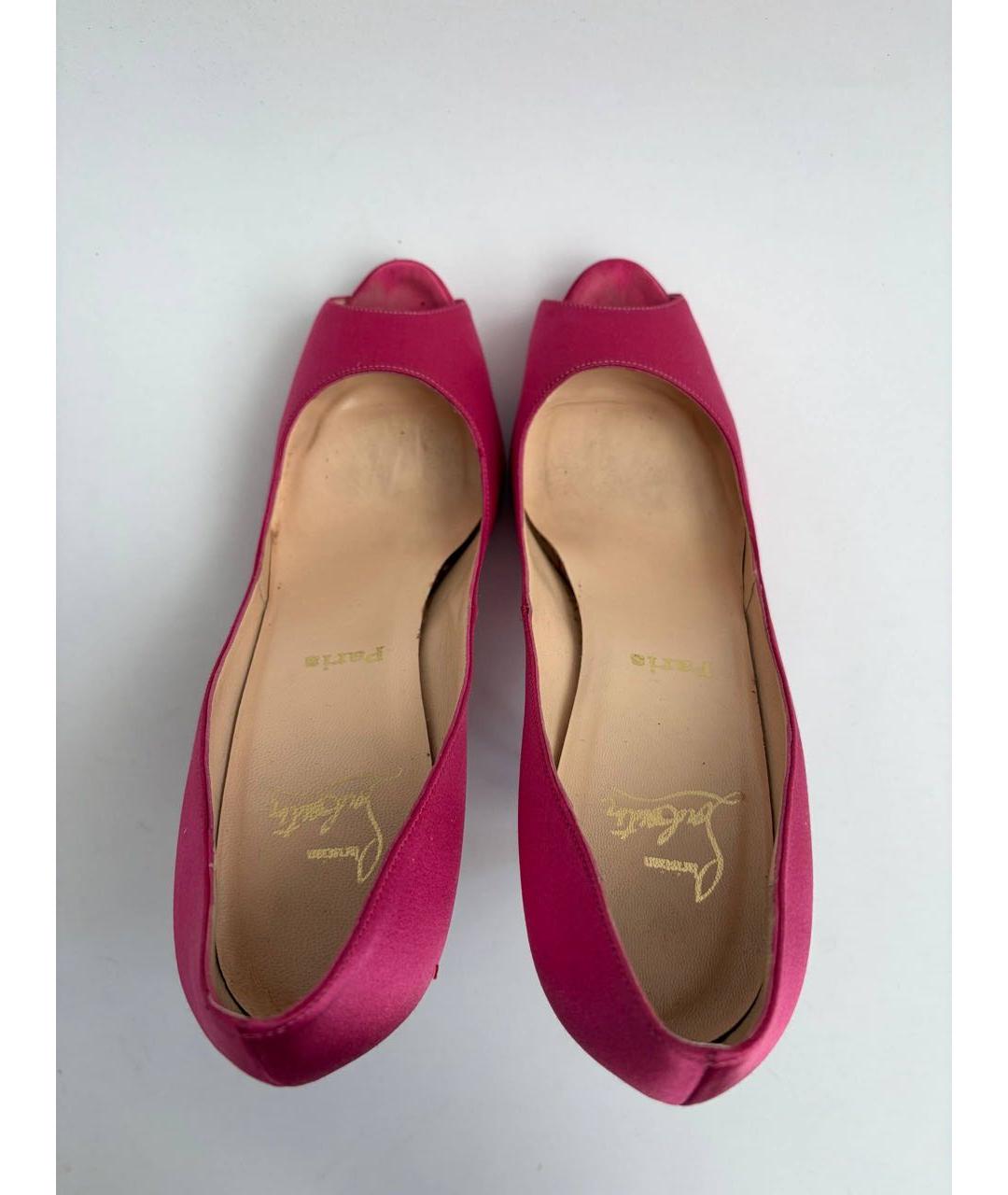 CHRISTIAN LOUBOUTIN Фуксия текстильные туфли, фото 3