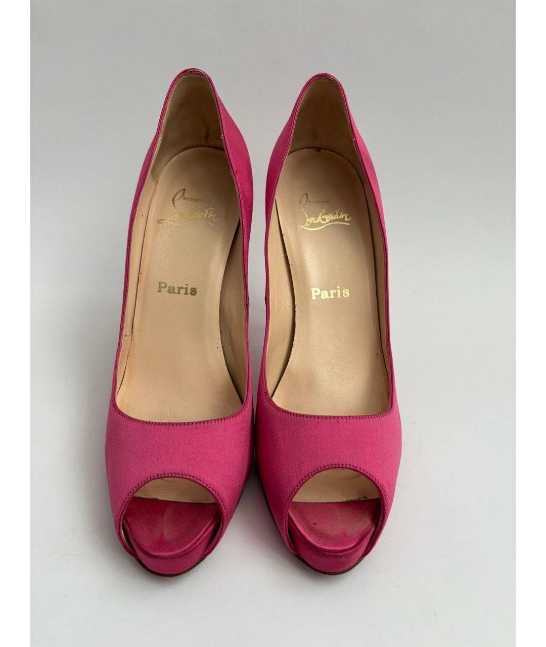 CHRISTIAN LOUBOUTIN Фуксия текстильные туфли, фото 7