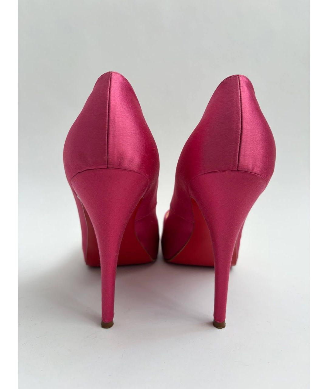 CHRISTIAN LOUBOUTIN Фуксия текстильные туфли, фото 4
