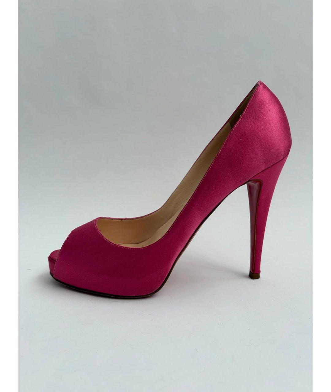 CHRISTIAN LOUBOUTIN Фуксия текстильные туфли, фото 9