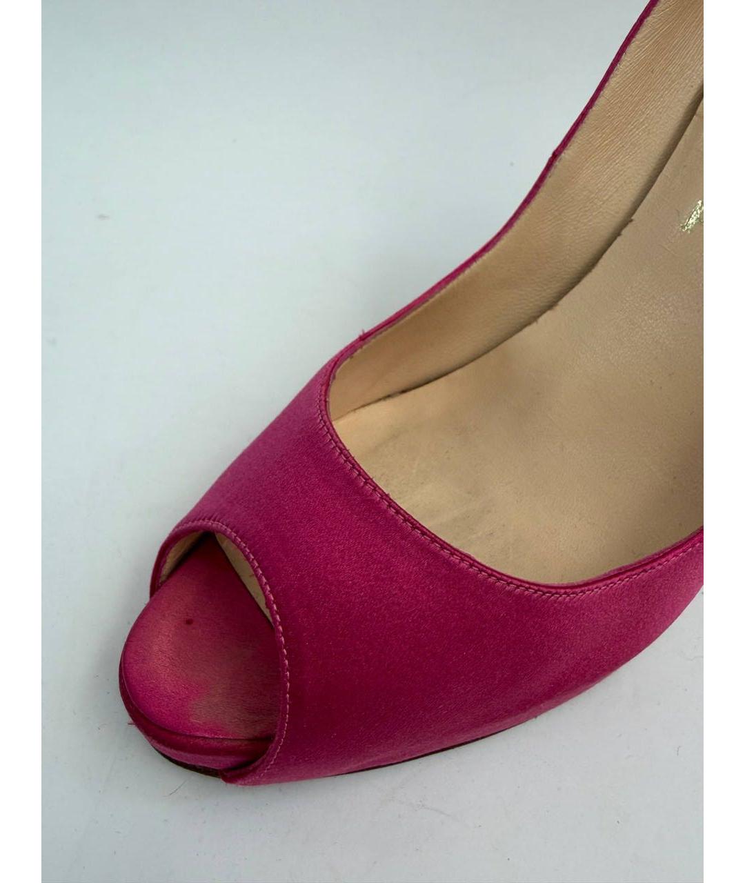 CHRISTIAN LOUBOUTIN Фуксия текстильные туфли, фото 8