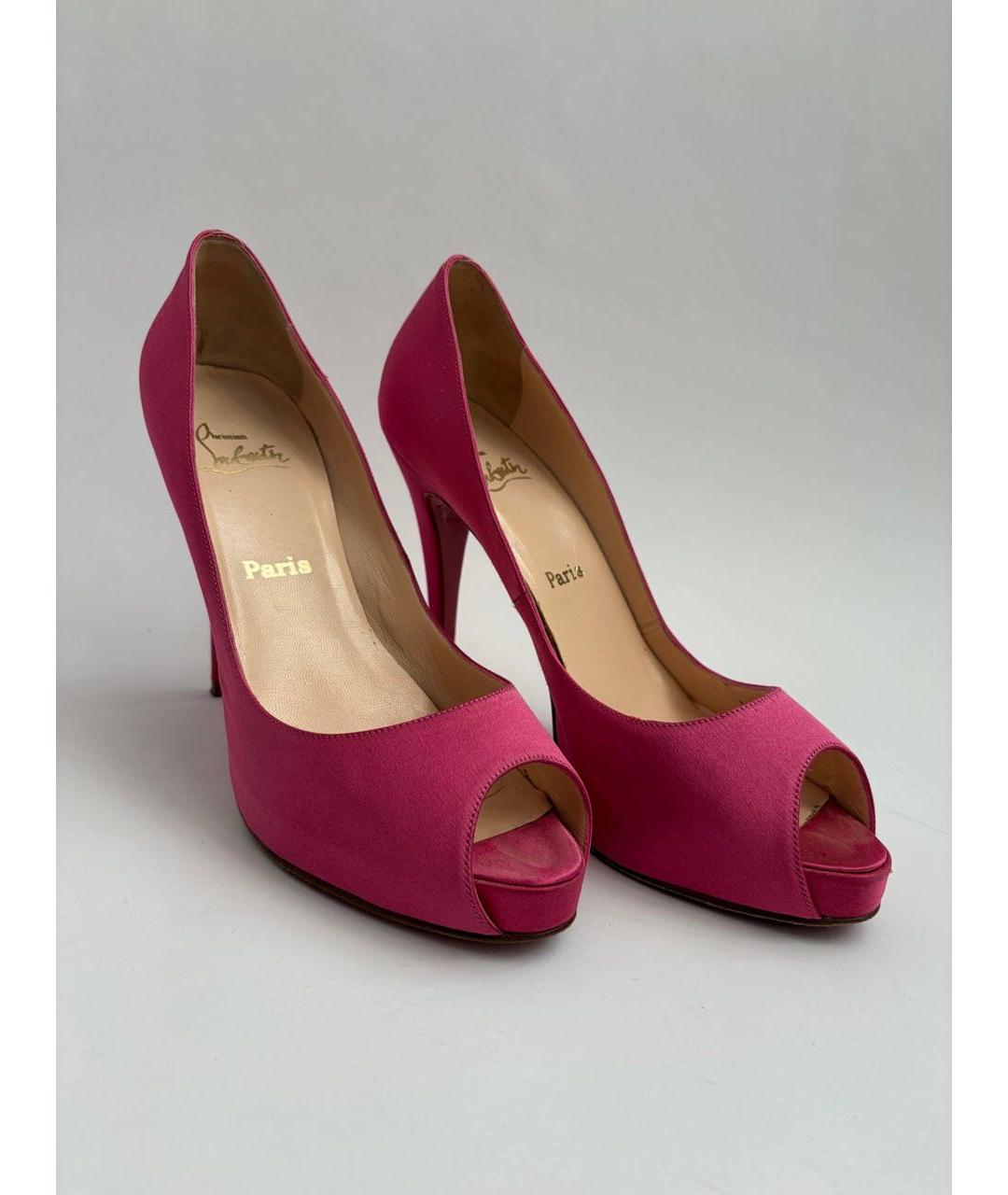 CHRISTIAN LOUBOUTIN Фуксия текстильные туфли, фото 5