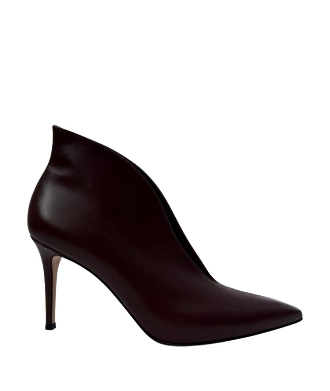 GIANVITO ROSSI Бордовые кожаные ботильоны, фото 1