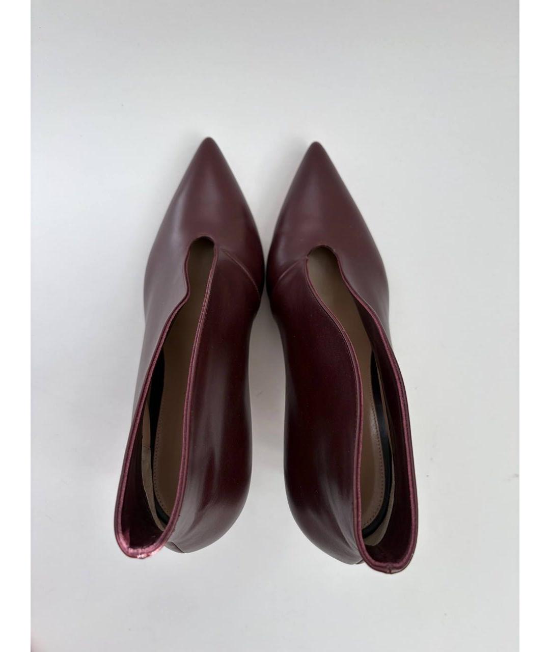 GIANVITO ROSSI Бордовые кожаные ботильоны, фото 3