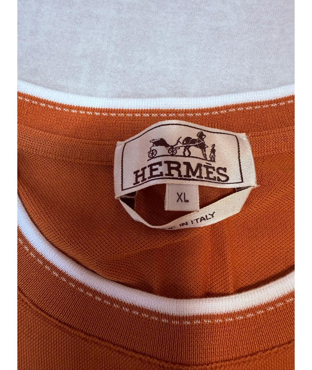 HERMES Оранжевая хлопковая футболка, фото 3