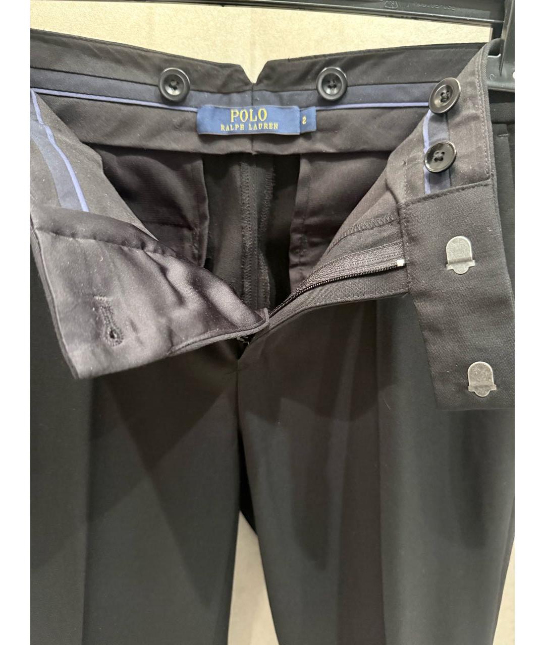 POLO RALPH LAUREN Черные шерстяные брюки узкие, фото 3