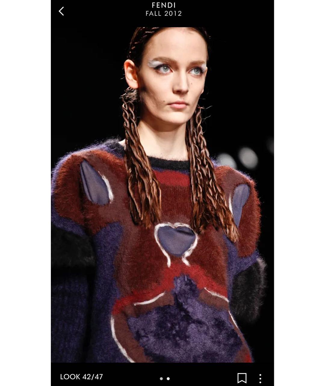 FENDI Темно-синий шерстяной джемпер / свитер, фото 4