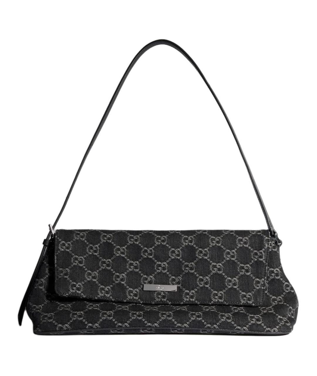 GUCCI Антрацитовая тканевая сумка через плечо, фото 1