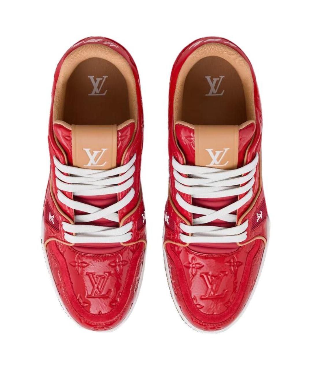 LOUIS VUITTON Красные кожаные низкие кроссовки / кеды, фото 4