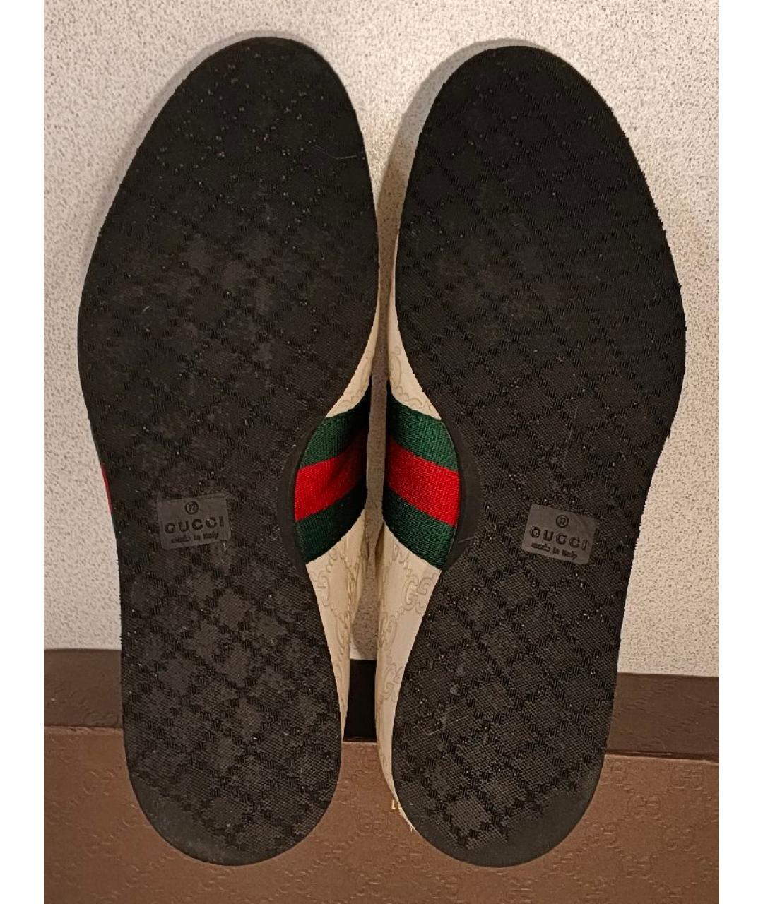 GUCCI Белые кожаные низкие кроссовки / кеды, фото 9