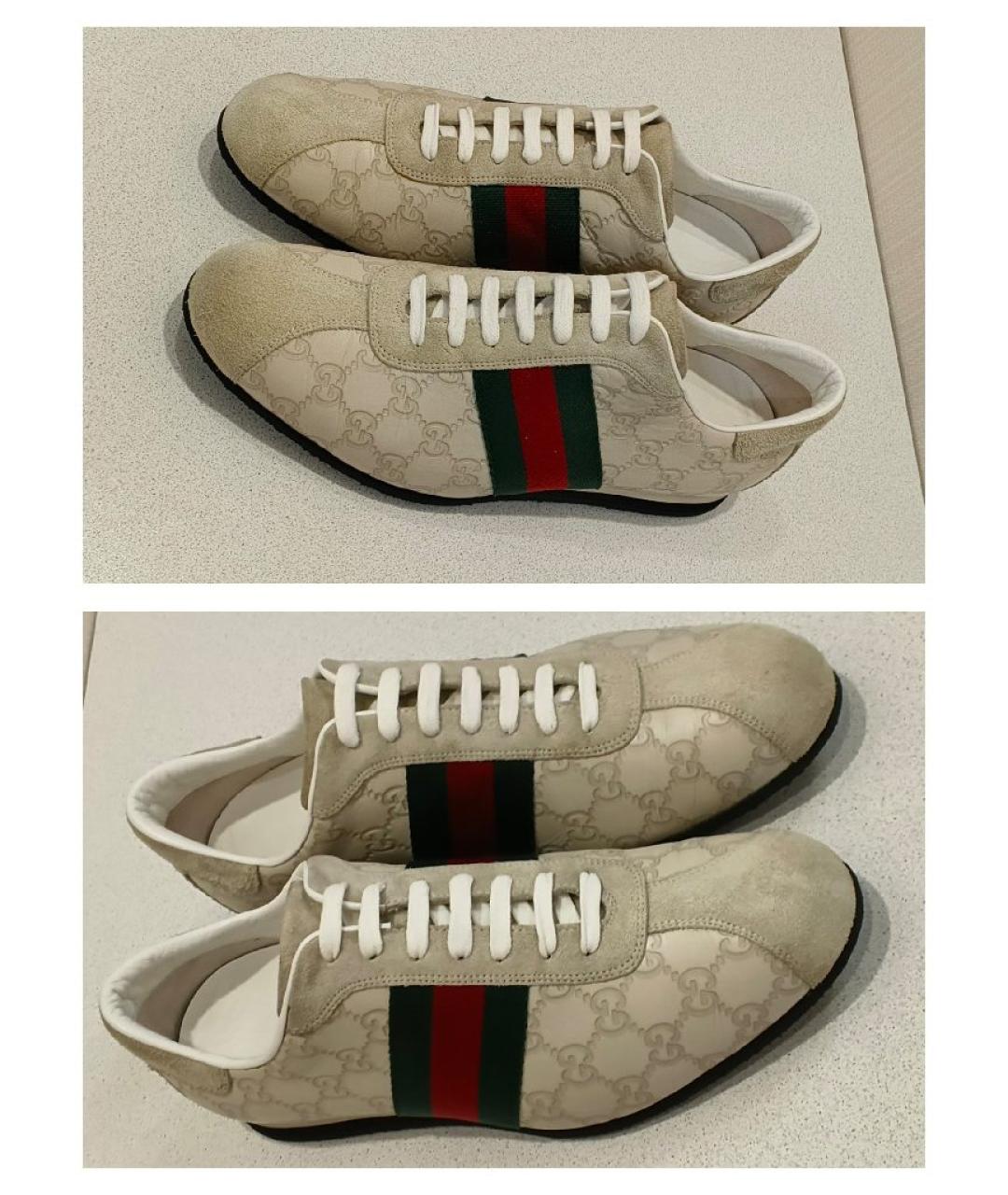 GUCCI Белые кожаные низкие кроссовки / кеды, фото 6