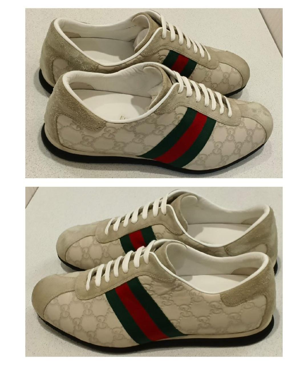 GUCCI Белые кожаные низкие кроссовки / кеды, фото 5