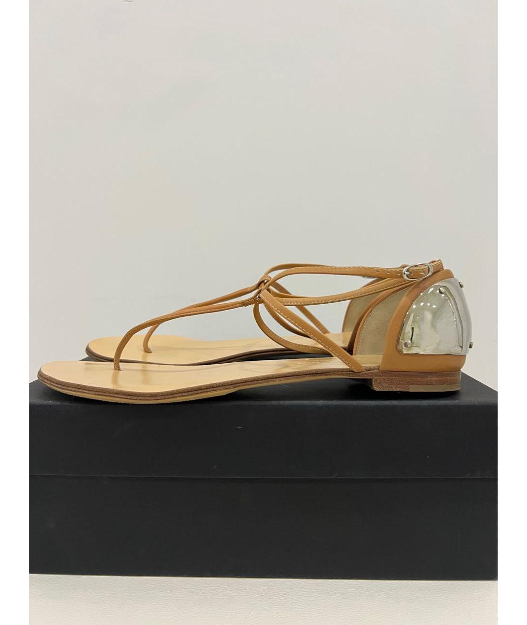 GIUSEPPE ZANOTTI DESIGN Бежевые кожаные босоножки, фото 4
