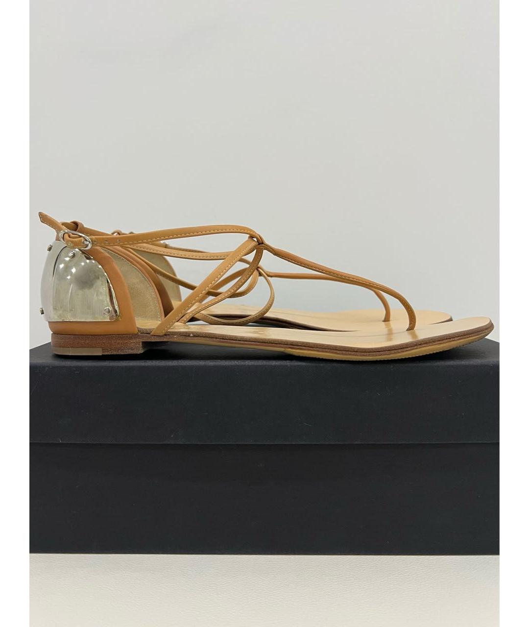GIUSEPPE ZANOTTI DESIGN Бежевые кожаные босоножки, фото 2