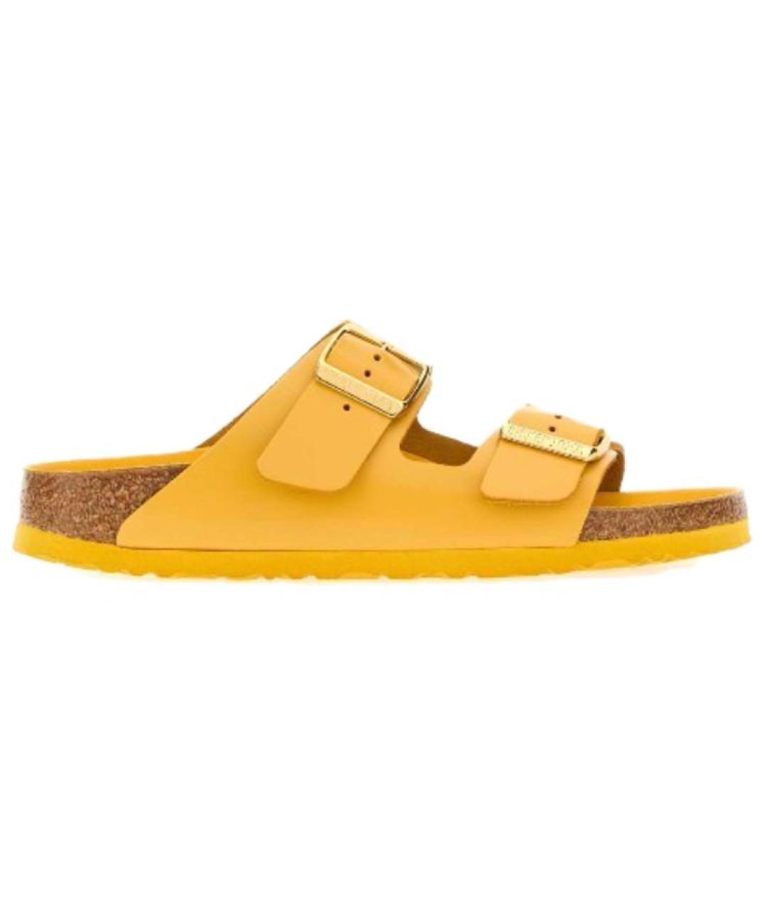 BIRKENSTOCK Желтые кожаные сандалии, фото 1