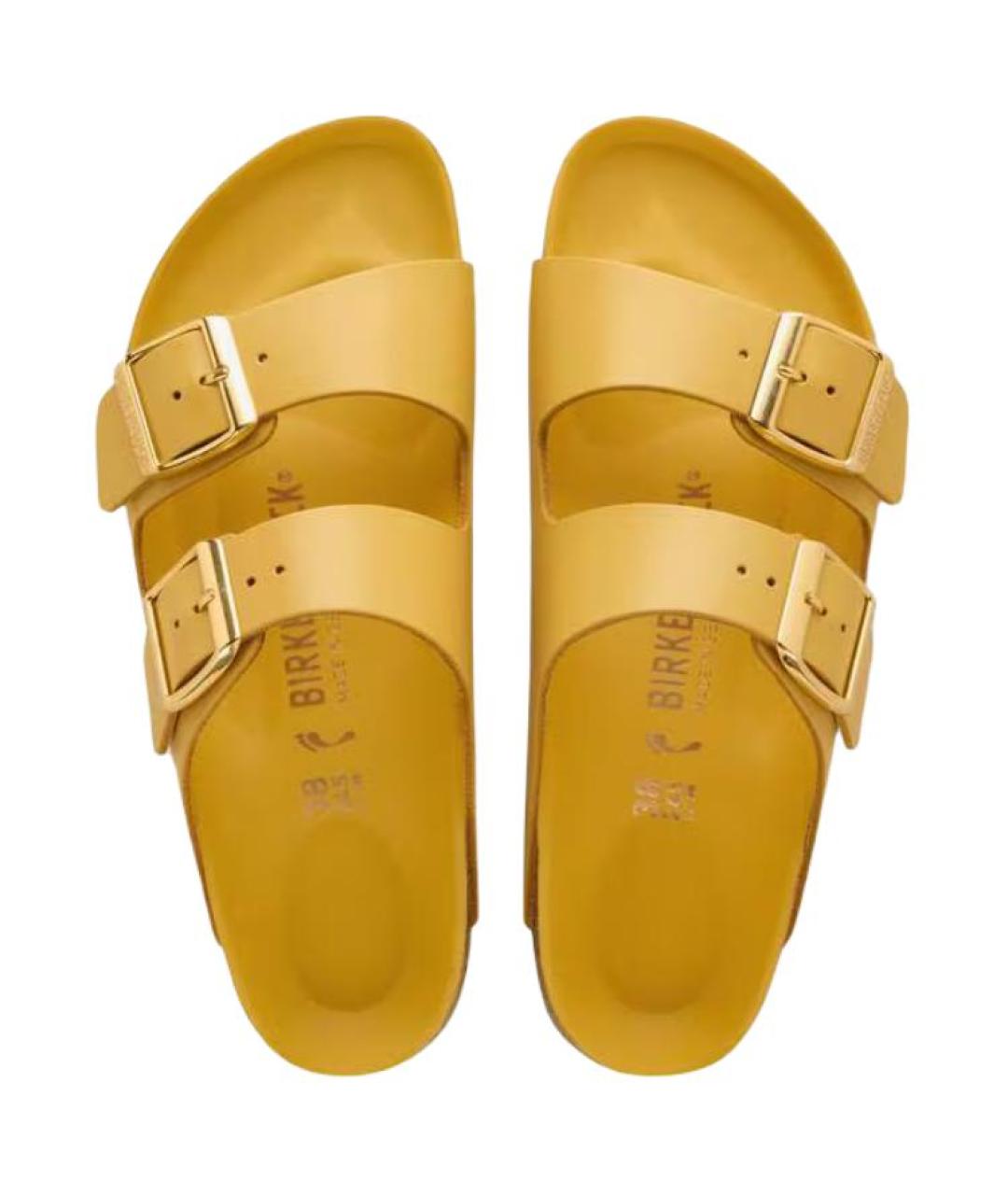 BIRKENSTOCK Желтые кожаные сандалии, фото 3