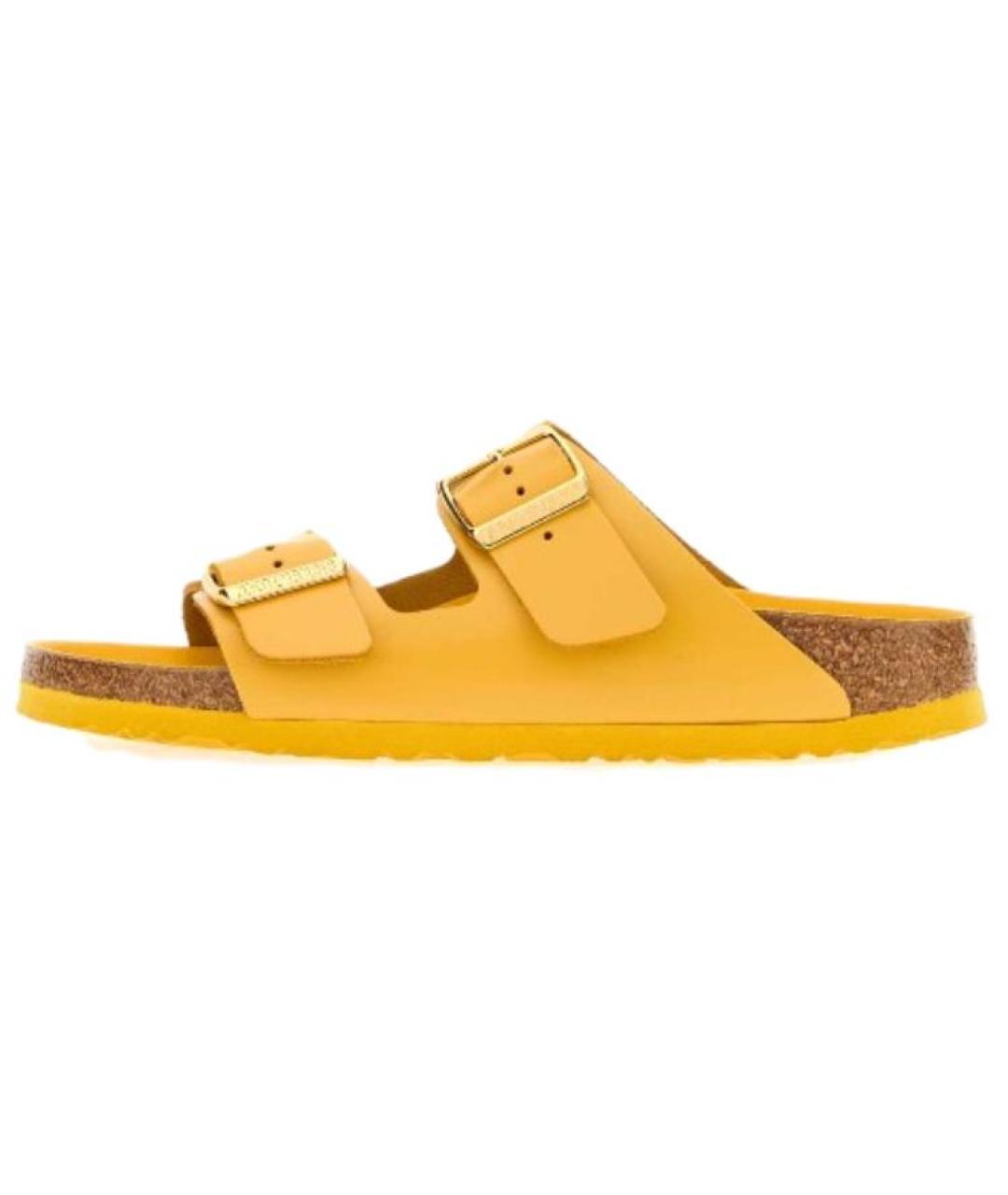 BIRKENSTOCK Желтые кожаные сандалии, фото 2