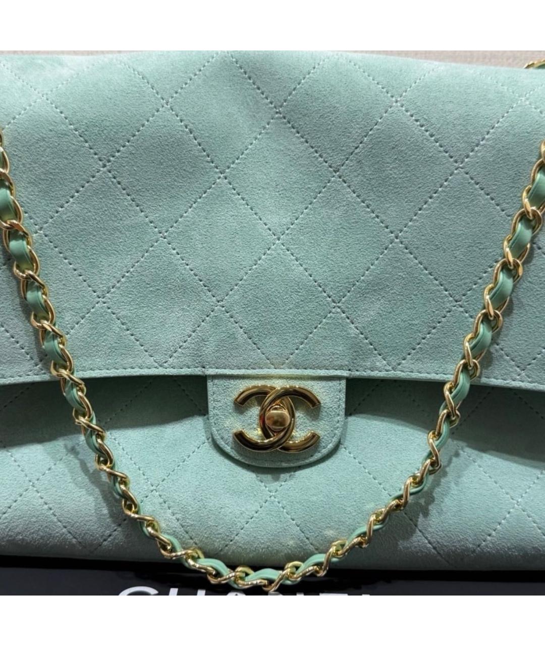 CHANEL Бирюзовая замшевая сумка через плечо, фото 4