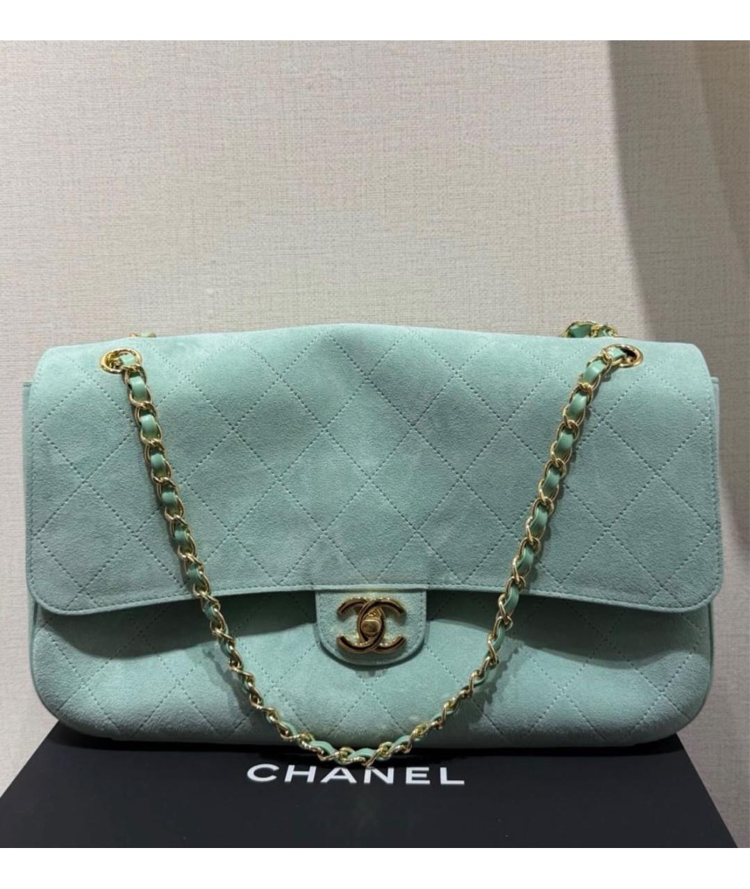 CHANEL Бирюзовая замшевая сумка через плечо, фото 7