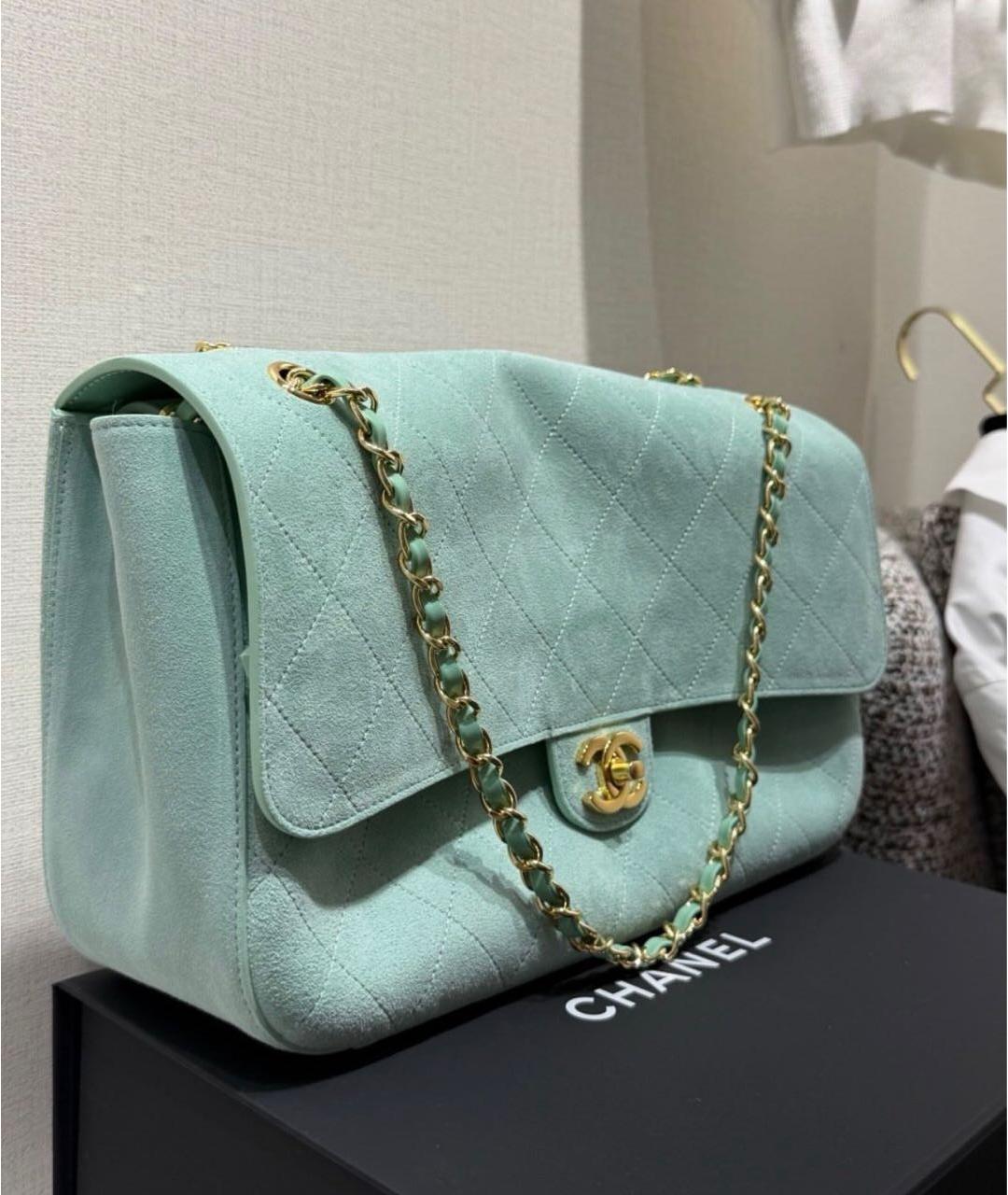 CHANEL Бирюзовая замшевая сумка через плечо, фото 2