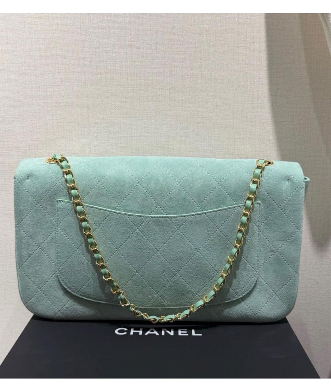 CHANEL Бирюзовая замшевая сумка через плечо, фото 3