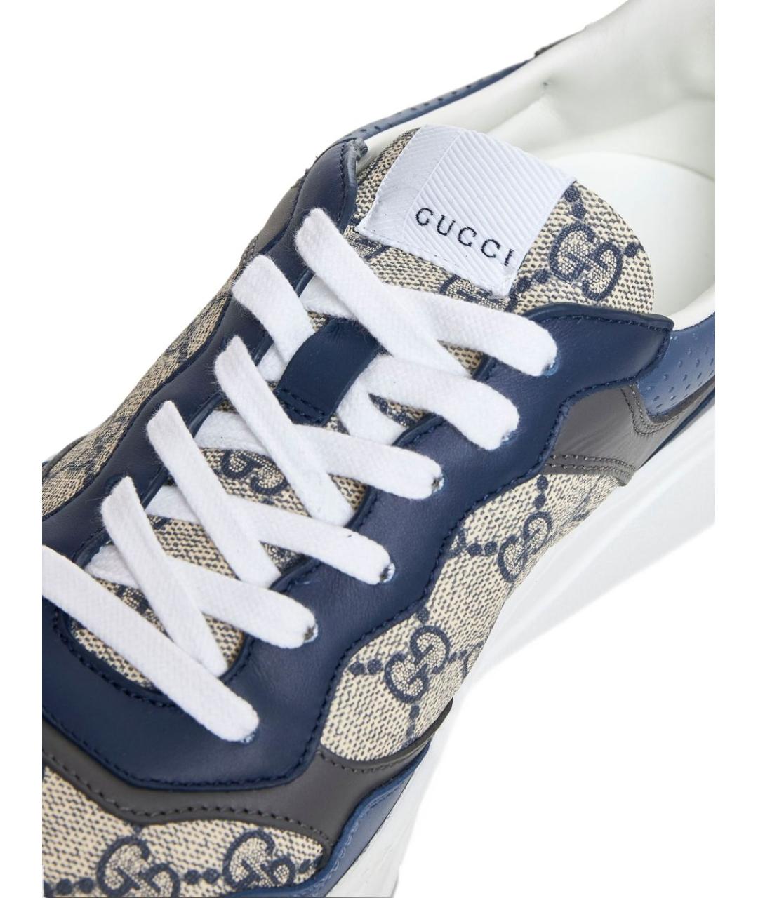 GUCCI Синие кожаные низкие ботинки, фото 2