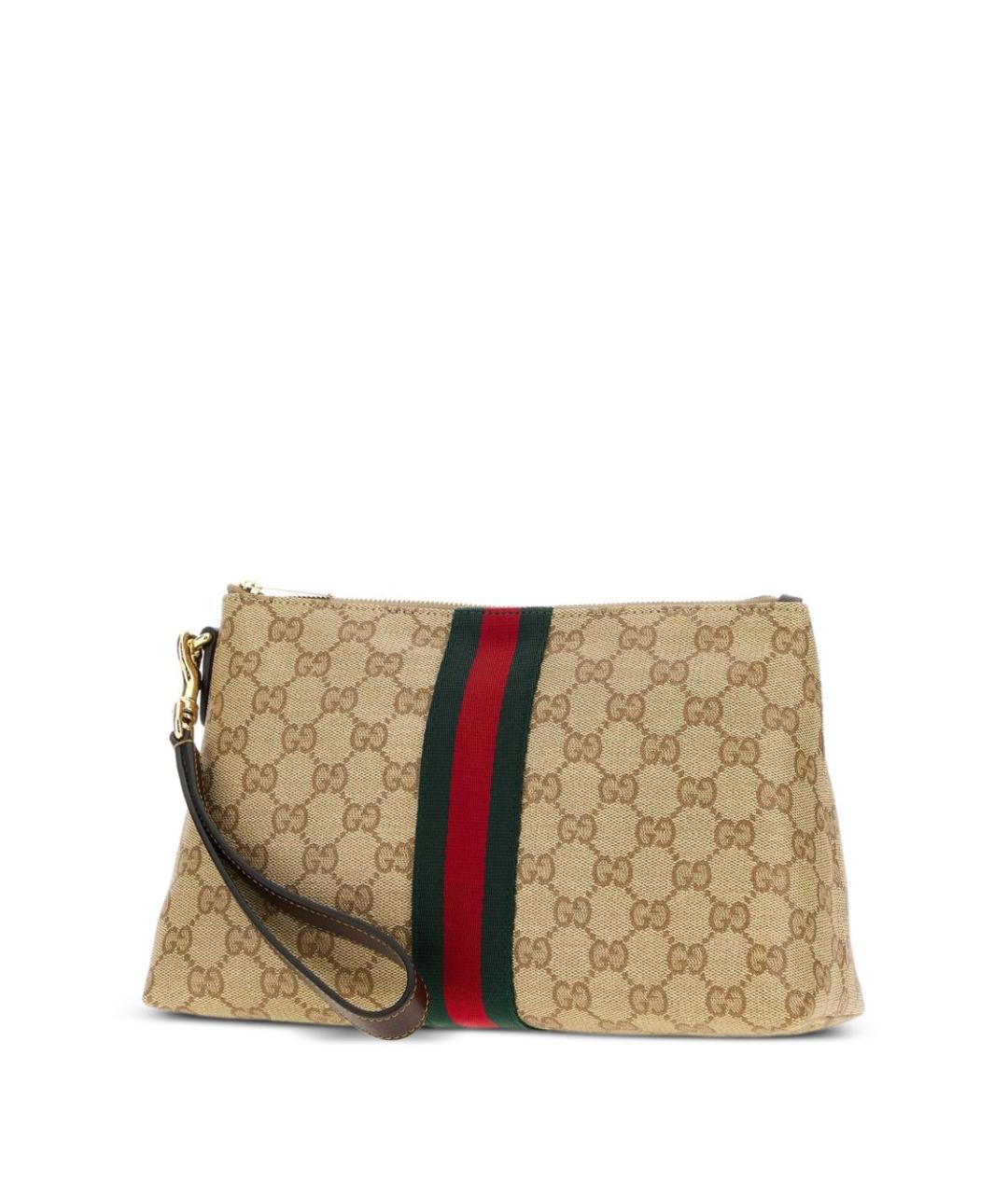 GUCCI Бежевая хлопковая барсетка, фото 3
