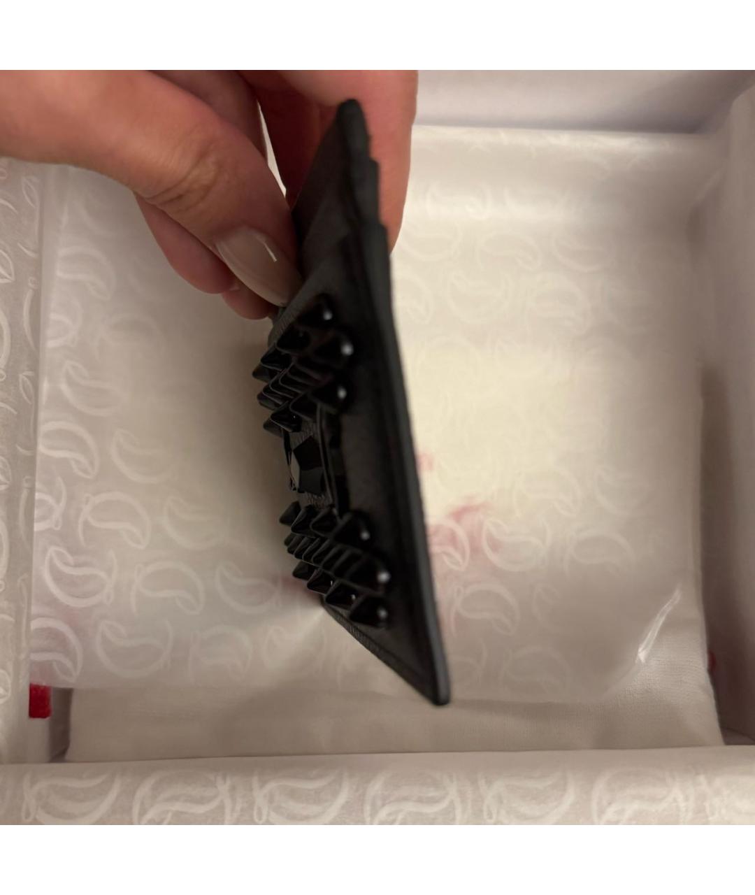 CHRISTIAN LOUBOUTIN Черный кожаный кардхолдер, фото 4