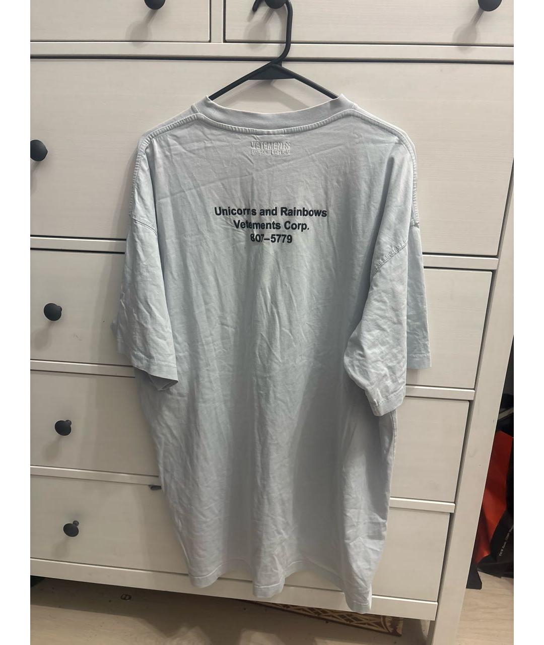 VETEMENTS Голубая хлопковая футболка, фото 2