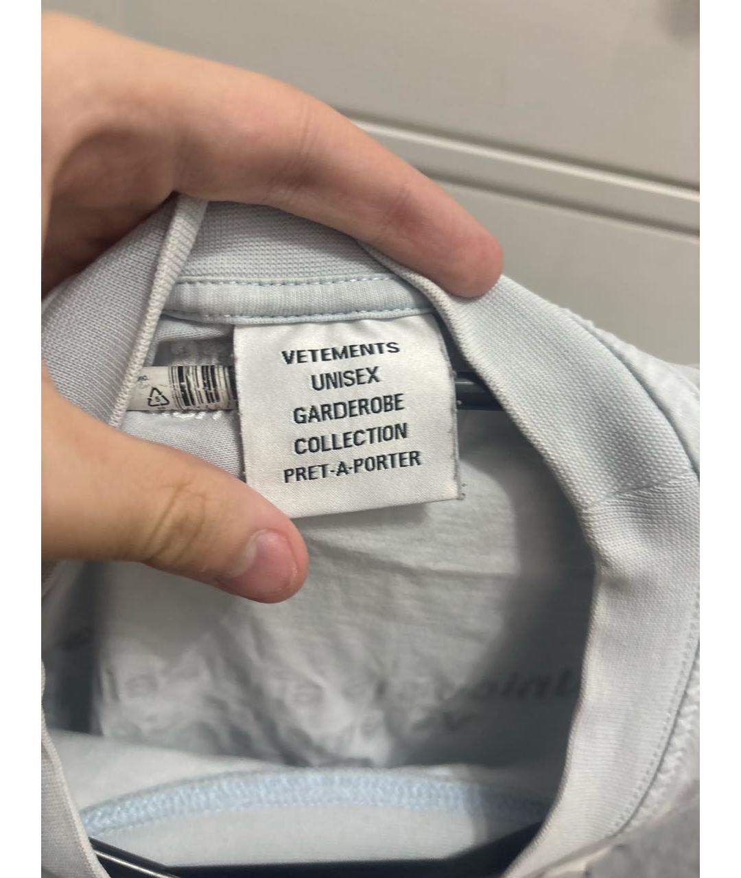VETEMENTS Голубая хлопковая футболка, фото 3