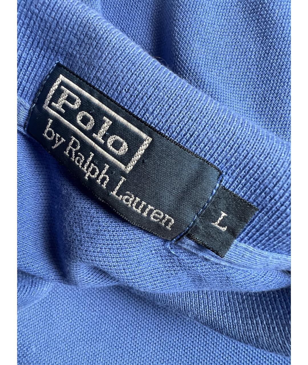 POLO RALPH LAUREN Голубое хлопковое поло с длинным рукавом, фото 3