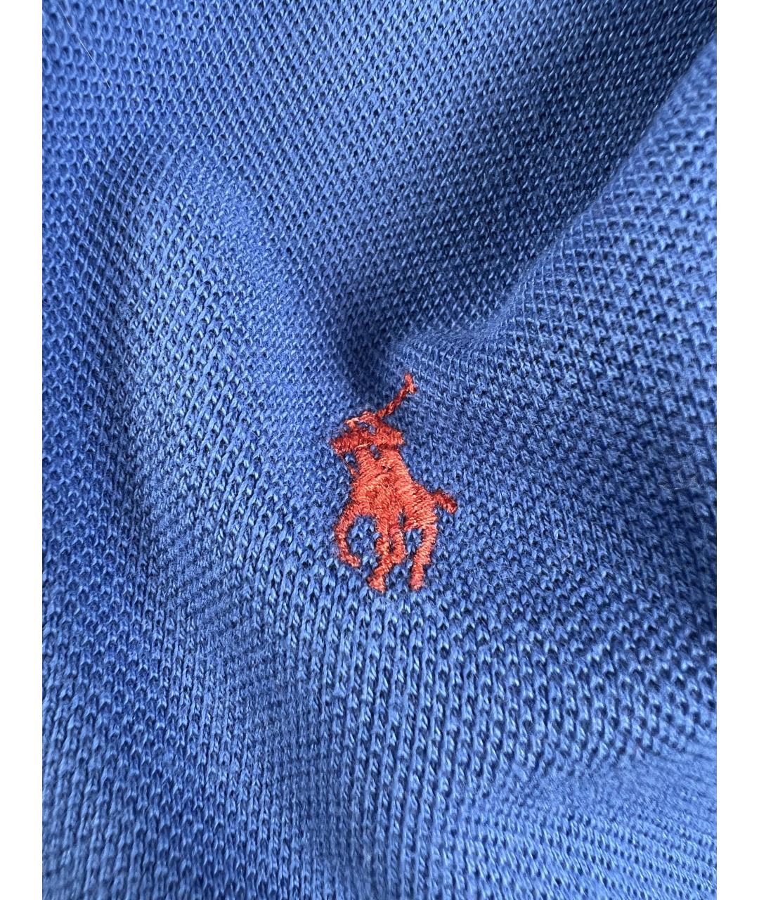 POLO RALPH LAUREN Голубое хлопковое поло с длинным рукавом, фото 2