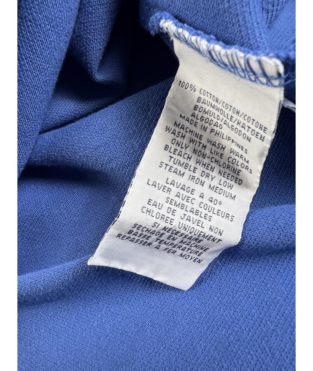 POLO RALPH LAUREN Голубое хлопковое поло с длинным рукавом, фото 4
