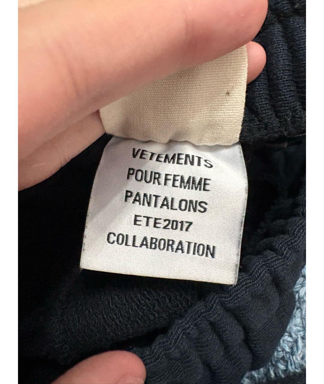 VETEMENTS Черные хлопковые повседневные брюки, фото 2
