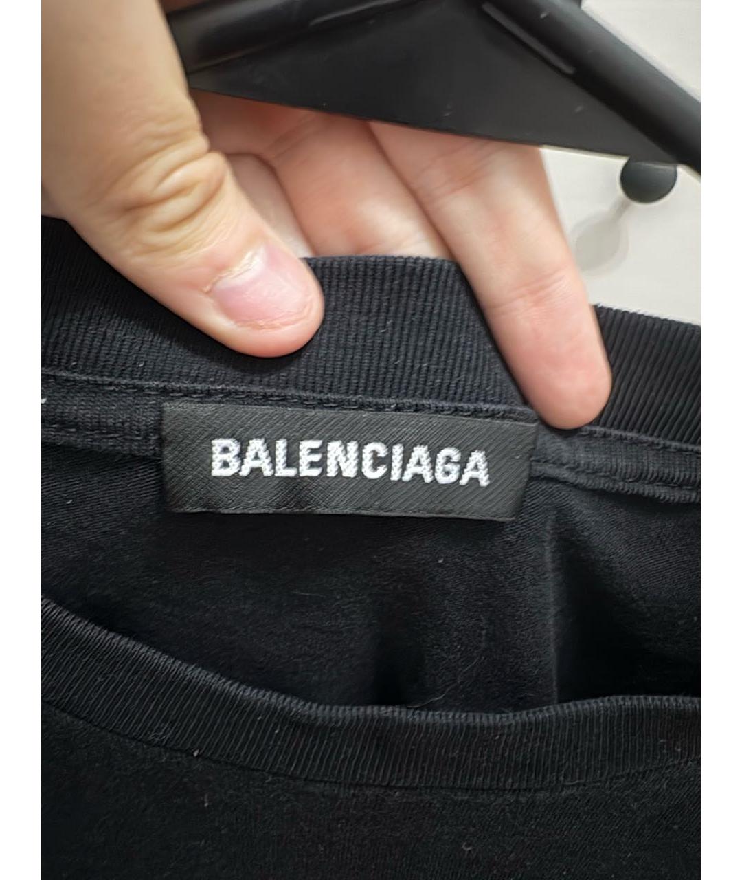 BALENCIAGA Черная хлопковая футболка, фото 3