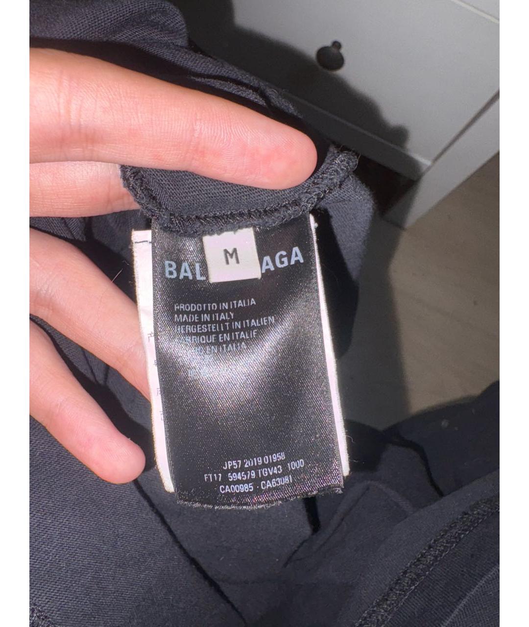 BALENCIAGA Черная хлопковая футболка, фото 4