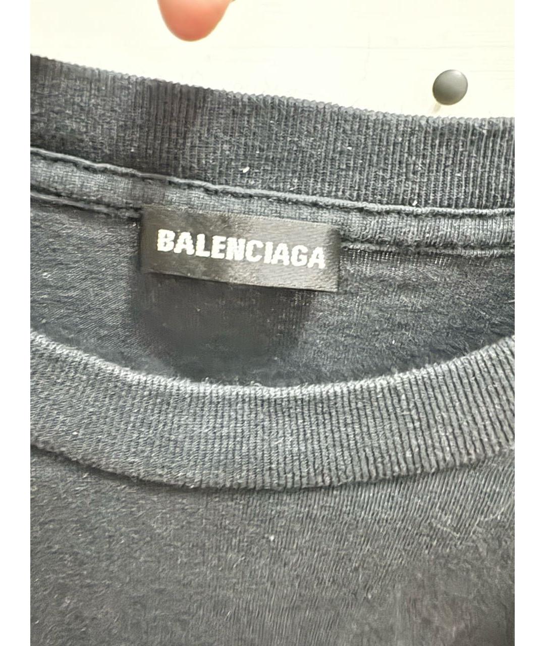 BALENCIAGA Черная хлопковая футболка, фото 3