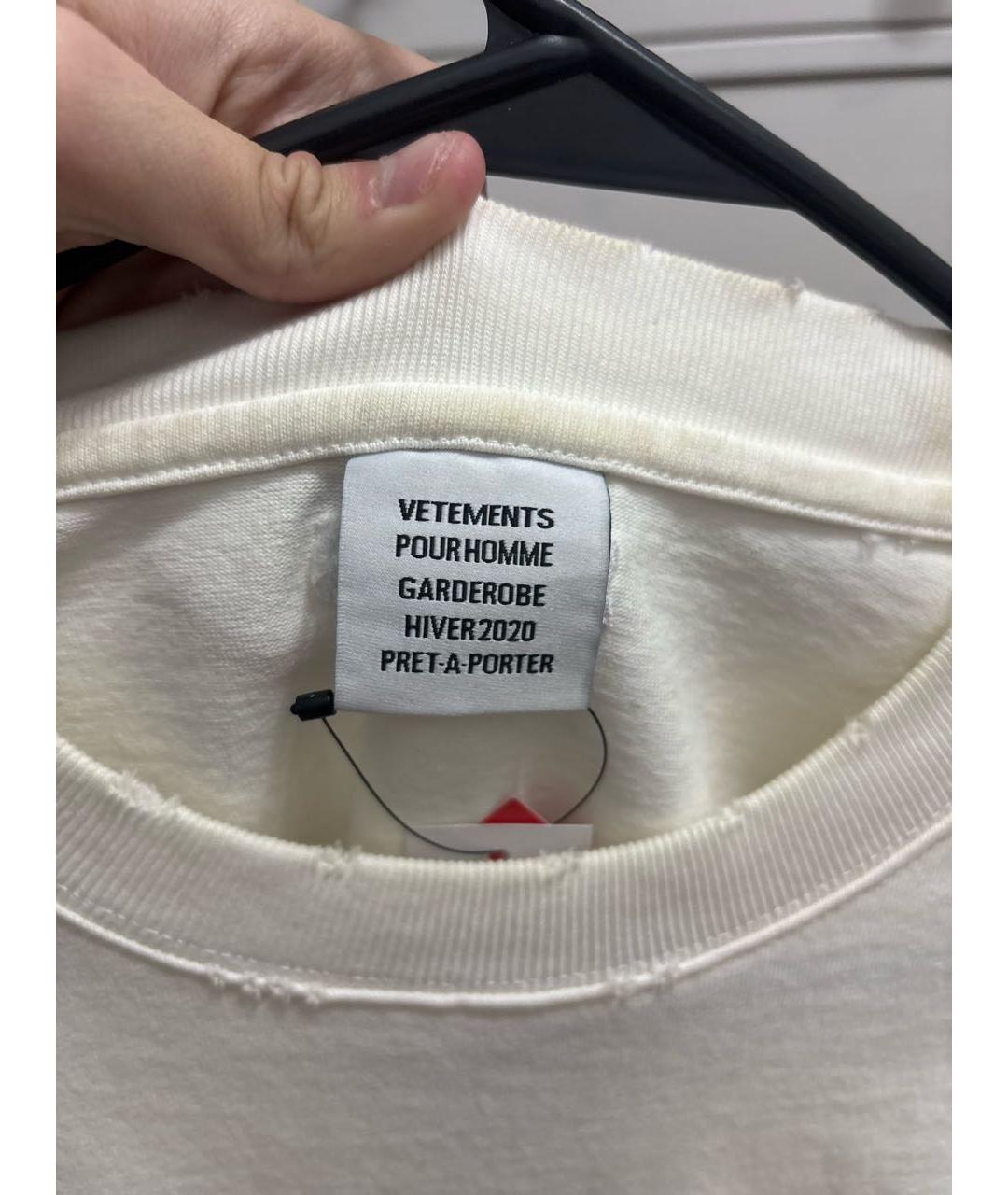 VETEMENTS Белая хлопковая футболка, фото 3