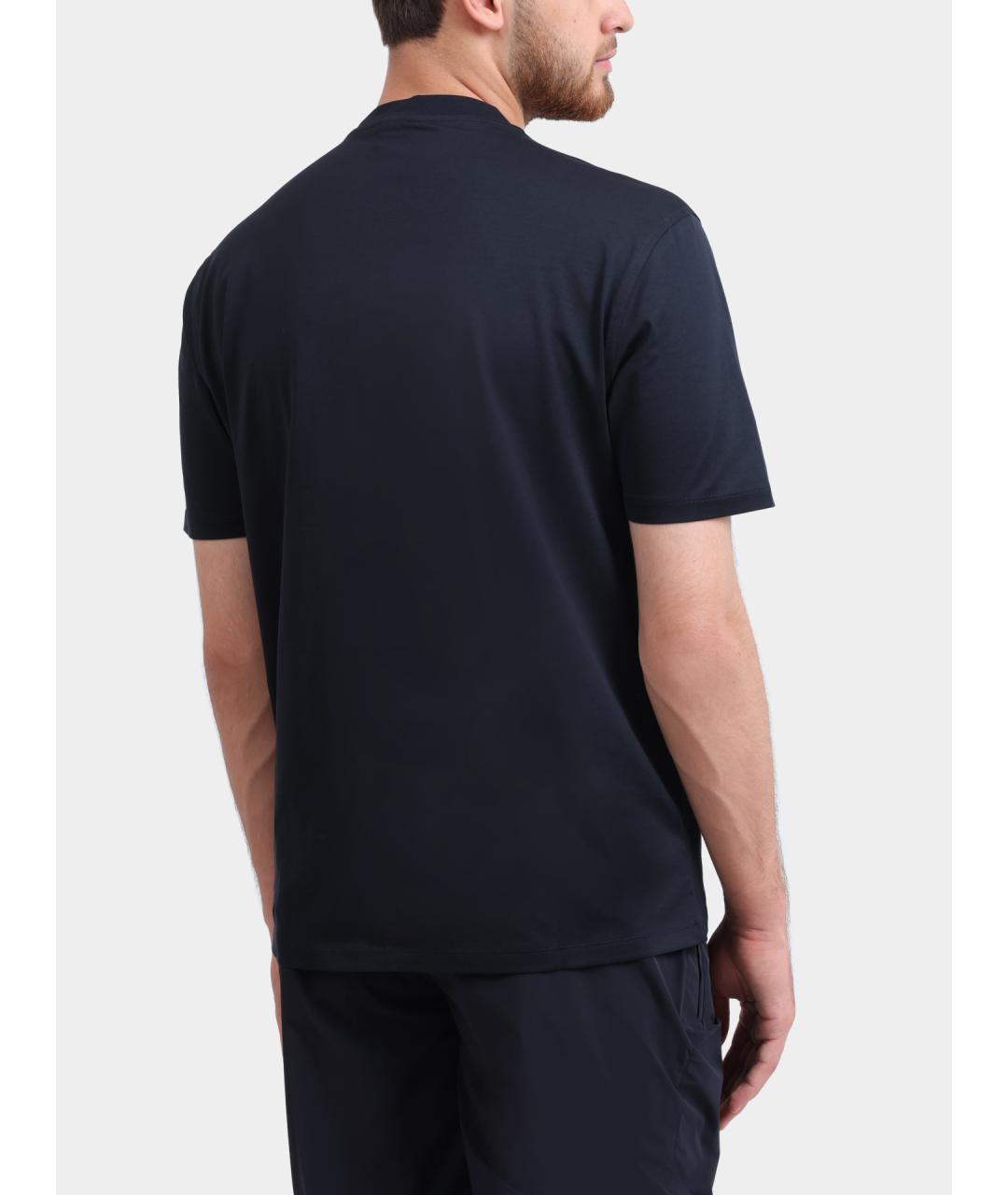 EMPORIO ARMANI Темно-синяя хлопковая футболка, фото 5